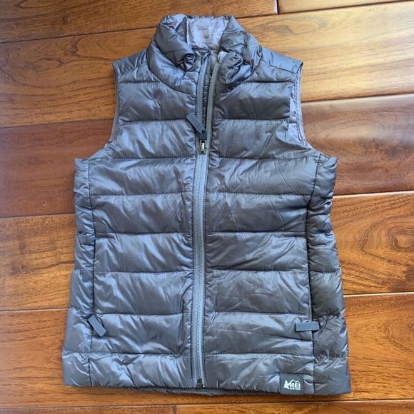 REI Co-op Vest Youth XXS 4/5 Gray Full Zip 80% Down Puffer Sleeveless Jacket 650 - Picture 1 of 10